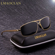 Load image into Gallery viewer, LMAOCLAN Brand Aluminium Magnesium Polarized Gold Sunglasses Men UV400 Classic Male Square Glasses Driving Eyewear Gafas Oculos
