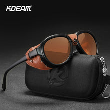 Load image into Gallery viewer, KDEAM Luxury Steampunk Pilot Sunglasses Men and Women Soft Leather Shield Glasses UV400 Protection KD2095
