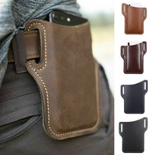 Load image into Gallery viewer, Men Phone Case Holster Cellphone Loop Holster Belt Waist Bag Props Leather Purse Phone Wallet Running Pouch Travel Camping Bags
