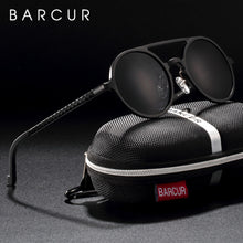 Load image into Gallery viewer, BARCUR Vintage Aluminum Magnesium Sun glass Men Polarized Sunglasses Round Steampunk Shades Brand Designer Eyewear
