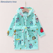 Load image into Gallery viewer, Cute Baby Boys Girls Flannel Cartoon Kids Dressing Gown Winter Casual Warm Long Sleeve Sleepwear Pajama Bathrobe for Children
