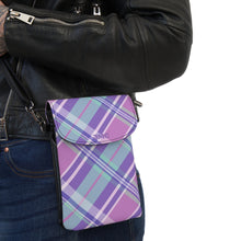 Load image into Gallery viewer, Checkard Purple Small Cell Phone Wallet
