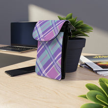 Load image into Gallery viewer, Checkard Purple Small Cell Phone Wallet

